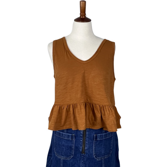 wild fable Tops - Wild Fable Rust Heritage Peplum V-Neck Tank Top Size Small